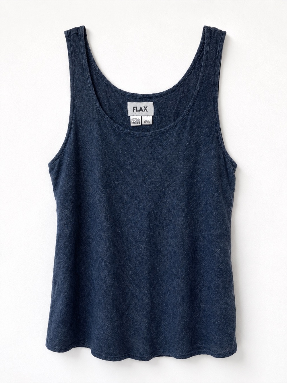 FLAX 100% Linen Navy Blue Sleeveless Tank Top Large